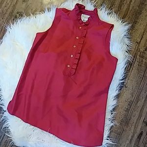Talbots 100 % Silk Red Blouse size 4
